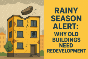 rainy season causing damage to building