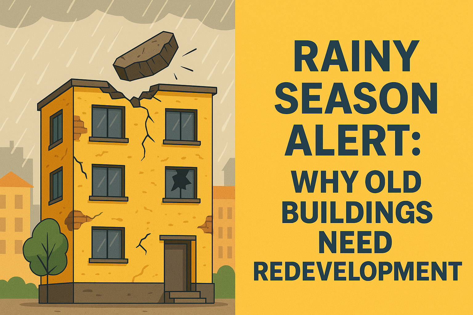 rainy season causing damage to building